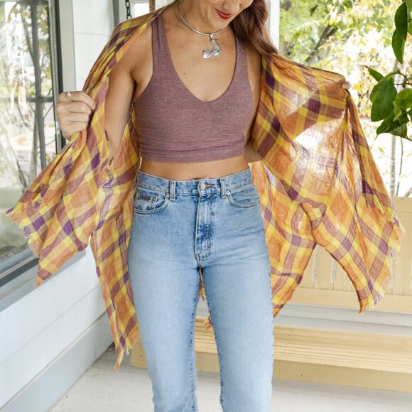 Free People | Plaid Linen Duster Wrap - Picture 3 of 3